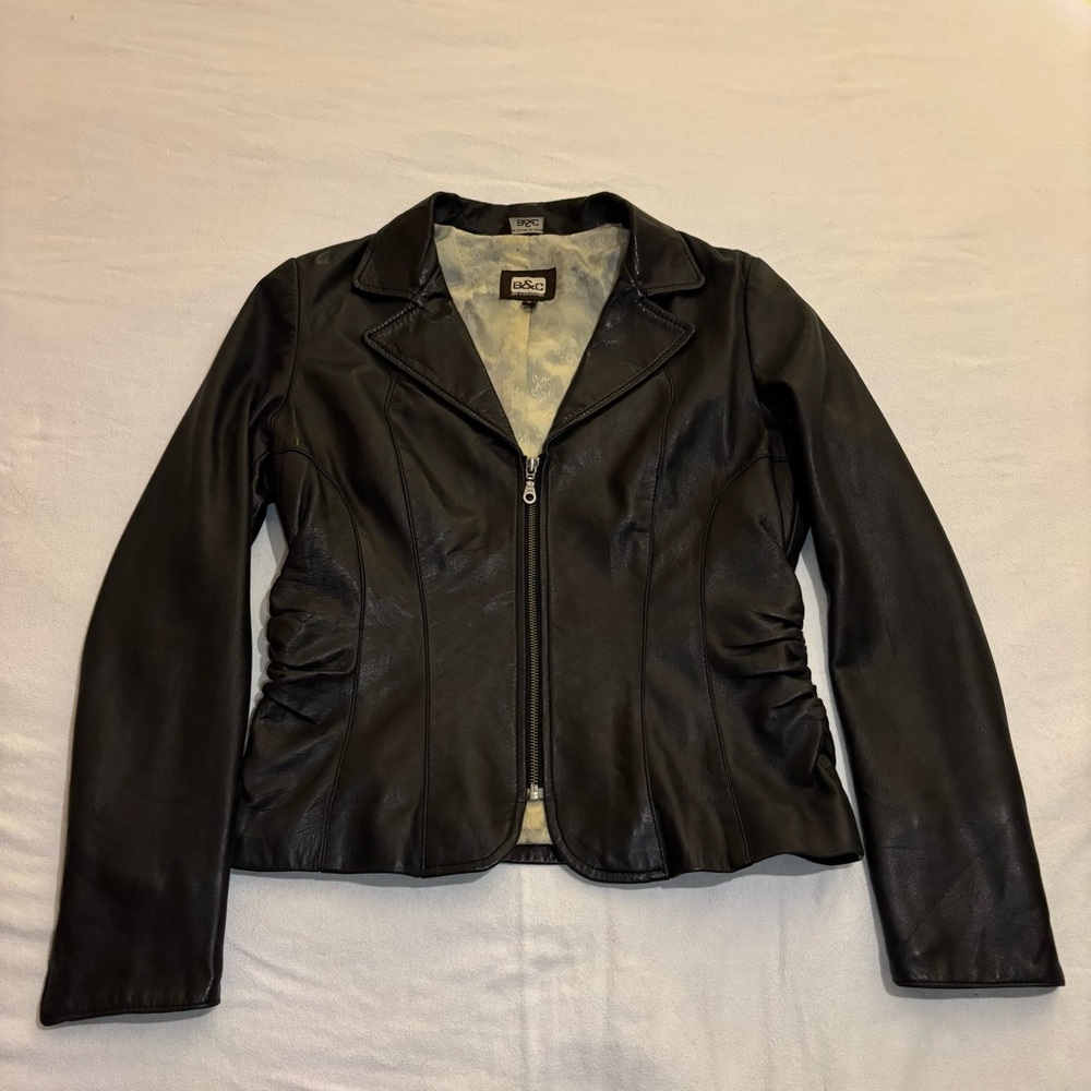 Bod & Christensen 100% Leather Jacket Black Women Med Y2K Biker Moto SEE DESCRIP